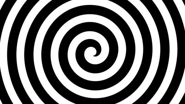 Hypnosis Spiral, concept for hypnosis, unconscious, chaos, extrasensory perception, psychic, stress, strain, optical illusion, headache, migraine. Black and white.