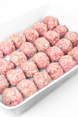 raw meat balls isolated on white