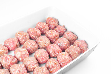 raw meat balls isolated on white