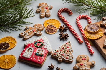 Gingerbread cookies for christmas Festive, sweet pastry, . Beautiful, spice. Christmas concept 