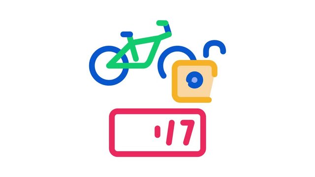 24-hour bike sharing services Icon Animation. color 24-hour bike sharing services animated icon on white background