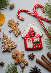 Gingerbread cookies for christmas Festive, sweet pastry, . Beautiful, spice. Christmas concept 