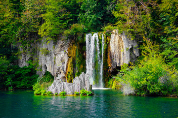 Fototapeta na wymiar Summer landscape in Plitvice National Park, Croatia, Europe