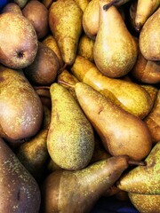 pears on a market