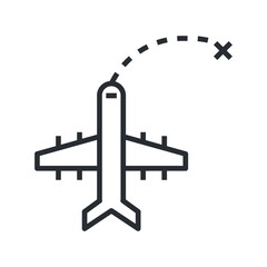 Airplane flight route icon in flat design style.