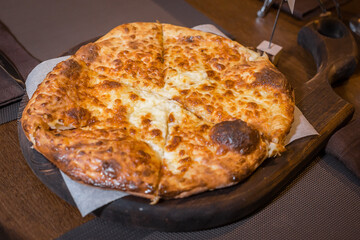 Hearty delicious tortilla dough for lunch in a cafe