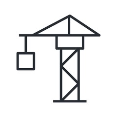 Construction building crane icon in flat design style.