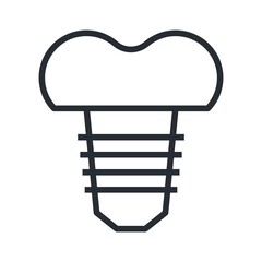 Dental implant in flat style. Tooth implantation sign.