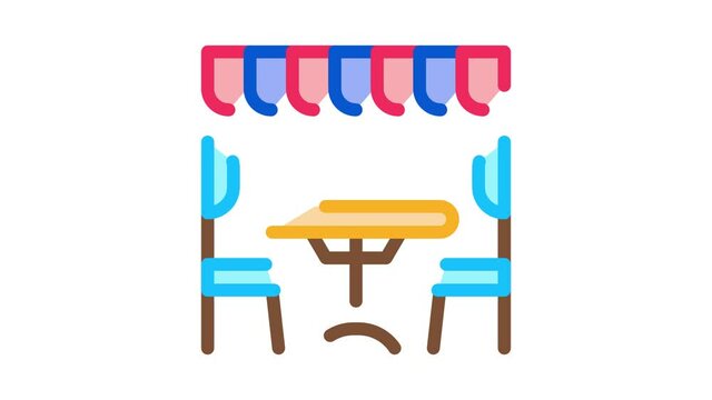cozy cafe Icon Animation. color cozy cafe animated icon on white background