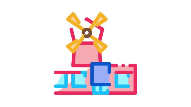 windy french mills Icon Animation. color windy french mills animated icon on white background