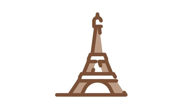 eiffel tower Icon Animation. color eiffel tower animated icon on white background