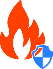 Fire protection icon. fire insurance icon. shield with fire icon vector
