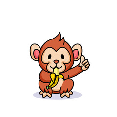 Cute chibi kawaii baby monkey with banana