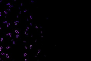 Dark purple vector texture with male, female icons.