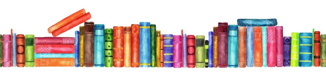 Books. Seamless pattern. Watercolor