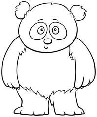 cute baby panda cartoon illustration coloring book page