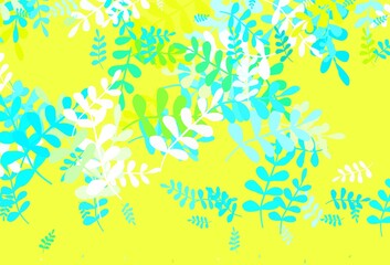 Fototapeta na wymiar Light Blue, Green vector elegant wallpaper with leaves.