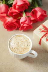 coffee on St. Valentine's day, stone surface