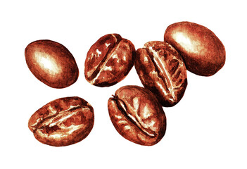 Coffee beans, watercolor (3/1)