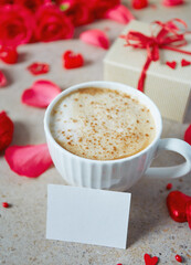 coffee on St. Valentine's day, stone surface