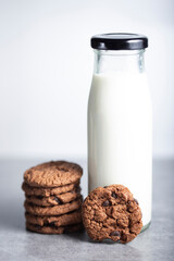 double chocolate cookies and milk