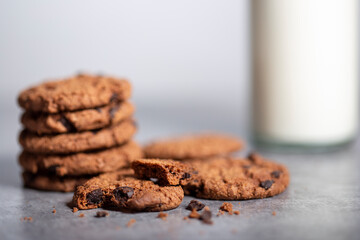 double chocolate cookies and milk