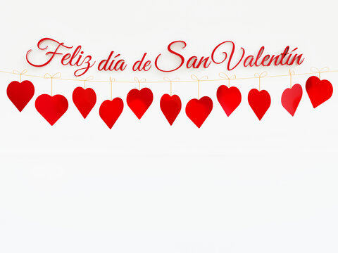 Feliz dia de San Valentin letrero - Happy Valentines day spanish text fit for a banner