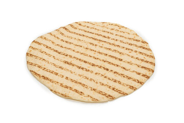 Grilled pitta bread isolated on white background.