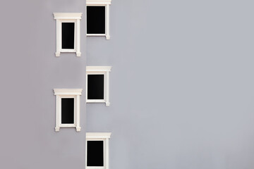 Facede of building with windows. Copy space for design.