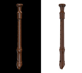 Wood flute with black and white variations 3d rendering © bekirevren