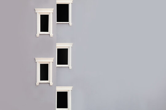Facede of building with windows. Copy space for design.