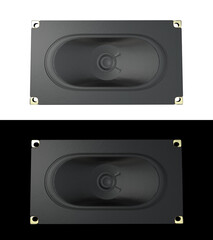 Rectangle shaped speaker top view black and white background 3d rendering