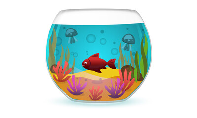 Fish in the aquarium. Vector illustration.