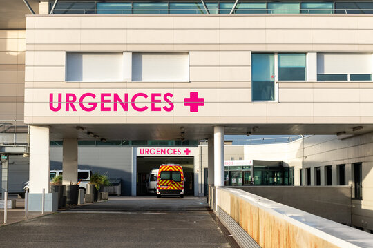 Calais, France - December  17, 2020 : Emergency service Calais Hospital