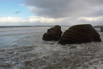 Cyclone Dora at Cathedral&acute;s Beach in Galician Coast
