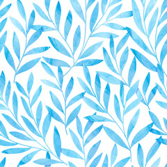 Seamless leaves pattern. Digital painting of botanical background. Hand painting floral illustration.