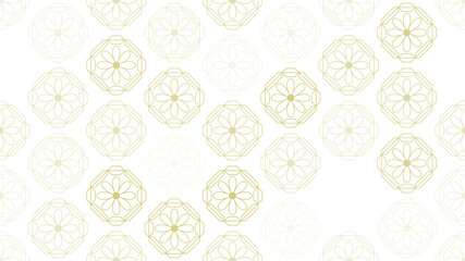 Seamless patterns with camomiles and octagons. Gold.