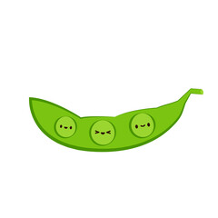 Green peas character design. Green peas vector on white background.