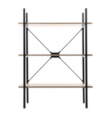 Stylish empty shelving unit isolated on white