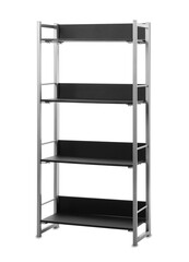 Stylish empty shelving unit isolated on white