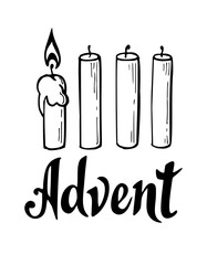 Vector illustration of Advent, Christmas time with candles