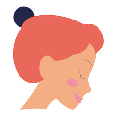 Isolated cute girl face with eyes closed - Vector illustration