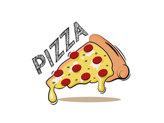 pizza salami with cheese and mozzarella, Realistic 3D Illustration