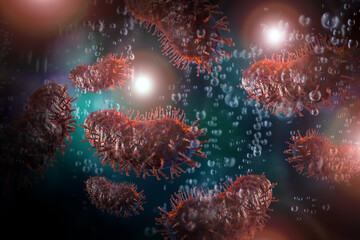 Rabies Virus 3D Illustration