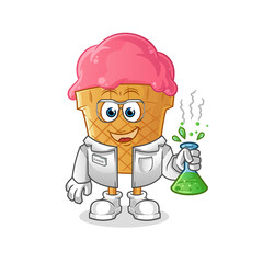 ice cream scientist character. cartoon mascot vector