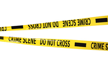 Yellow crime scene tapes isolated on white