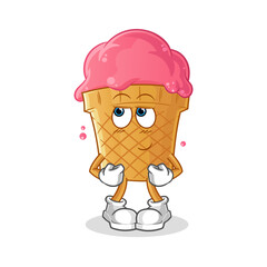 ice cream shy vector. cartoon character