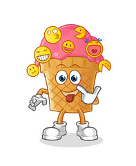 ice cream laugh and mock character. cartoon mascot vector