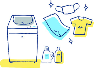 洗濯機と洗剤と衣類