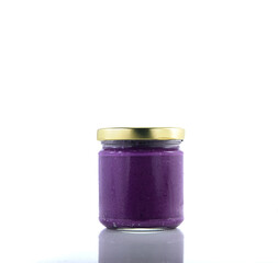 Ube Haleya Jam in a jar isolated on white background